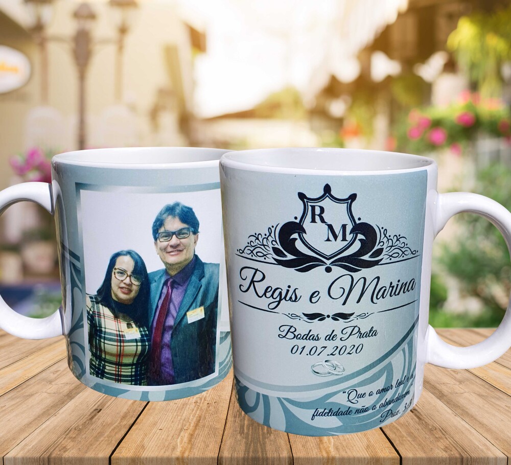 Caneca Branca Personalizada Lembrancinha Bodas de Prata