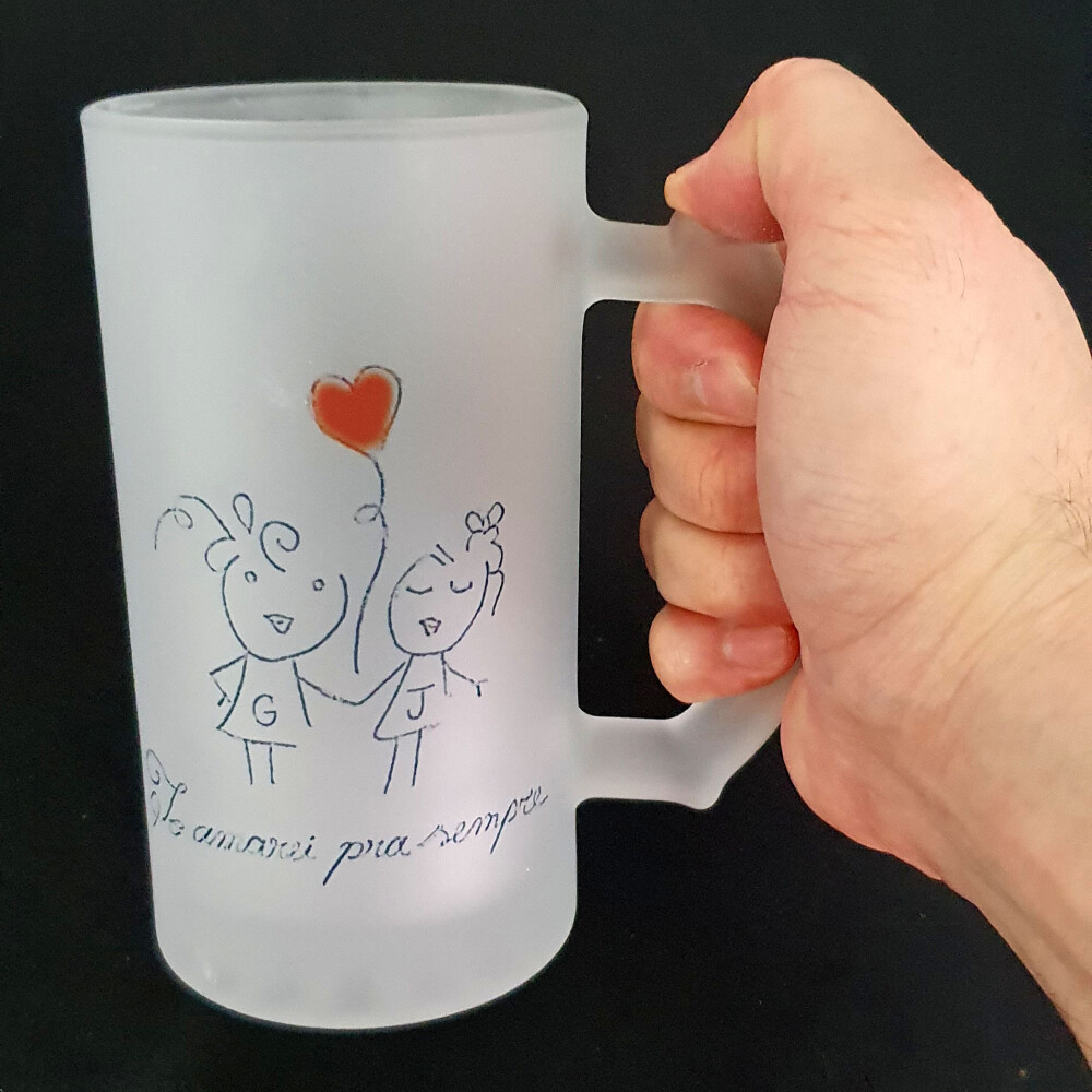 Caneca Vidro Jateado Chopp / Cerveja Mensagem Amor Namoradas