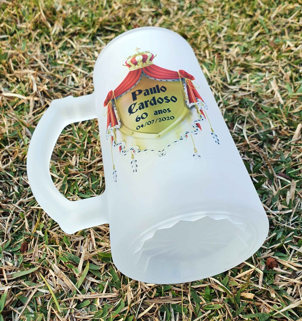 Caneca Vidro Jateado Chopp / Cerveja Rei Reinado King
