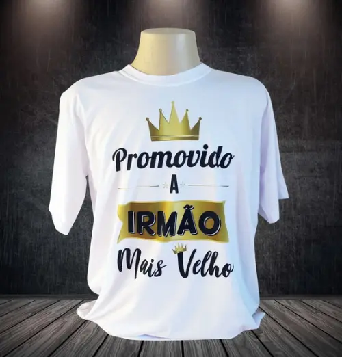 Camiseta Branca Personalizada Promovido a Irmão Mais Velho