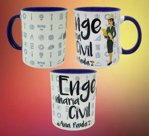 Caneca Azul Escuro Profissão Carreira Engenharia Civil