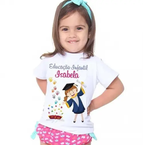 Camiseta Branca Infantil Formatura Educação Infantil Menina