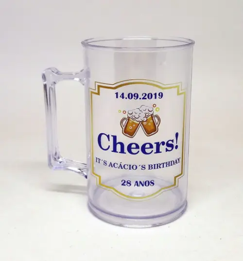 15 Canecas Acrílico Chopp Personalizado Cheers Aniversário