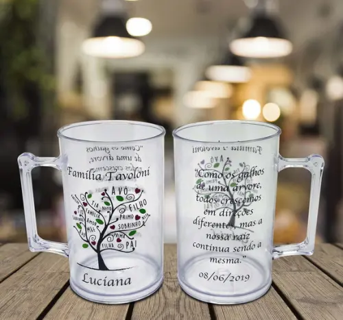 15 Caneca Acrílico Cerveja Casamento Árvore Genealógica