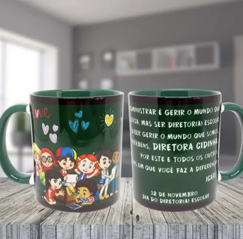 Caneca Verde Presente Dia dos Professores Diretora Escolar