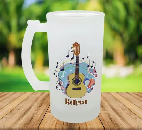 Caneca Vidro Personalizado Presente Samba Pagode Cavaquinho