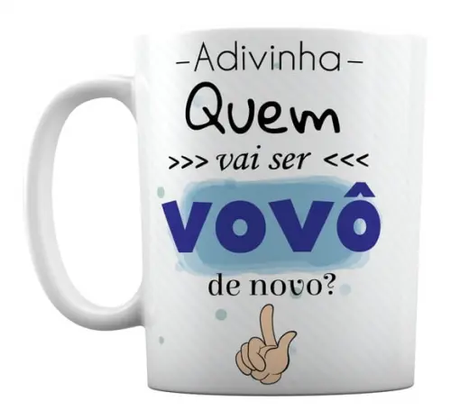Caneca Branca Presente Adivinha Quem Vai Ser Vovô de Novo?
