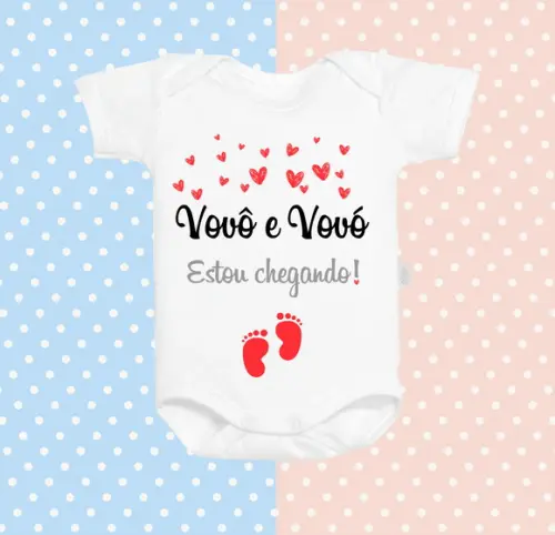 Body Baby Branco Corações Vovó e Vovô Estou Chegando!