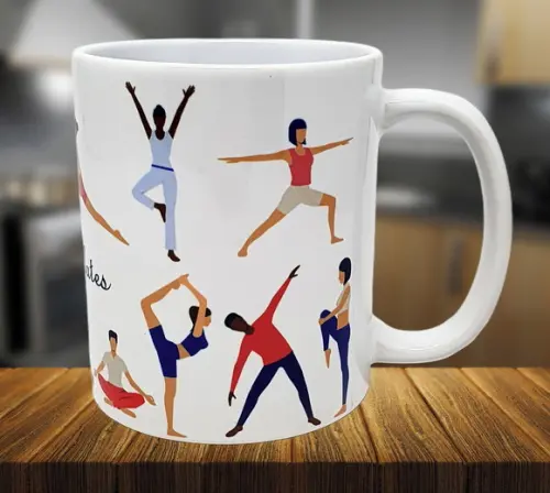 Caneca Branca Personalizada Eu Amo Pilates Exercícios