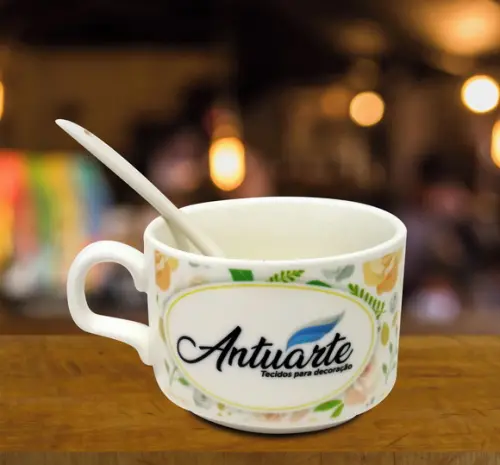 Xícara Café Personalizado (pires e Colher de Cerâmica)