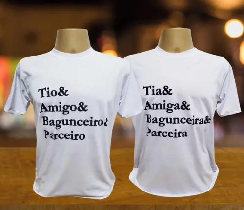 Kit Camisetas Brancas Personalizada Definição Tio e Tia