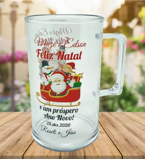 15 Canecas Acrílico Cerveja Trenó do Papai Noel no Natal