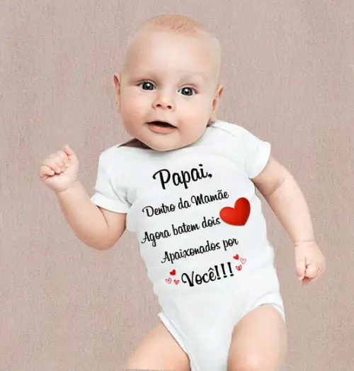 Body Baby Branco Personalizado - Surpresa para o Papai