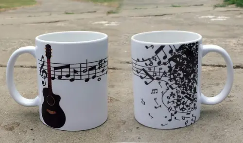 Caneca Branca Música Violão Notas Musicais