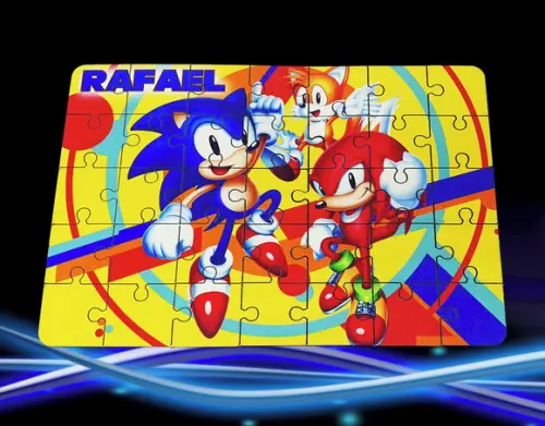 Quebra-cabeça mdf Mimo Sonic, Tails e Knuckles The Echidna