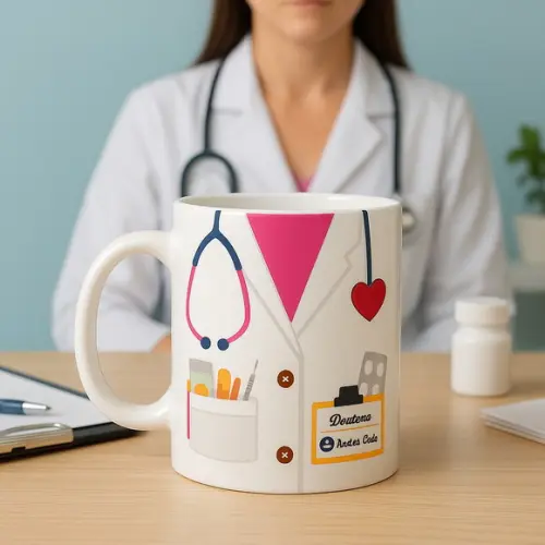 Caneca Branca Personalizado Jaleco Doutora Cirurgiã Médica