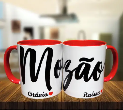 Kit 2 Canecas Vermelha Casal Namorados, Casados Mozão