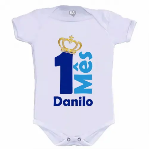 Body Baby Personalizado Mesversário 1 Mês (com Nome do Bebê)