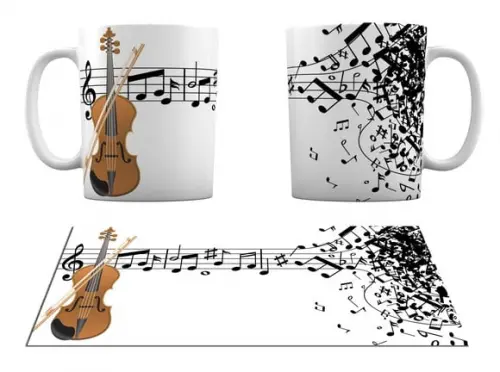 Caneca Branca Música Notas Musicais Instrumento Violino