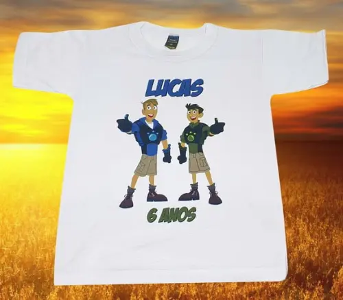 Camiseta Branca Infantil Personalizado - Irmãos Kratts