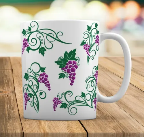 Caneca Branca Personalizada Estampa Fruta Uva
