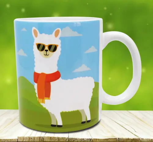 Caneca Branca Personalizada Animal Lhama Peru na Montanha