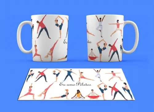 Caneca Branca Personalizada Exercícios Eu Amo Pilates