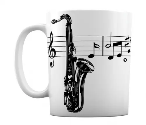 Caneca Música Instrumento Musical Saxofone Notas Musicais