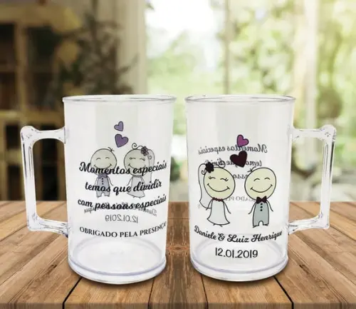 15 Canecas Acrílico Cerveja Personalizado Noivos Casamento