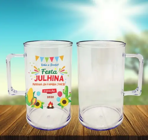 20 Canecas Acrílico Chopp Cerveja Arraiá Festa Julhina
