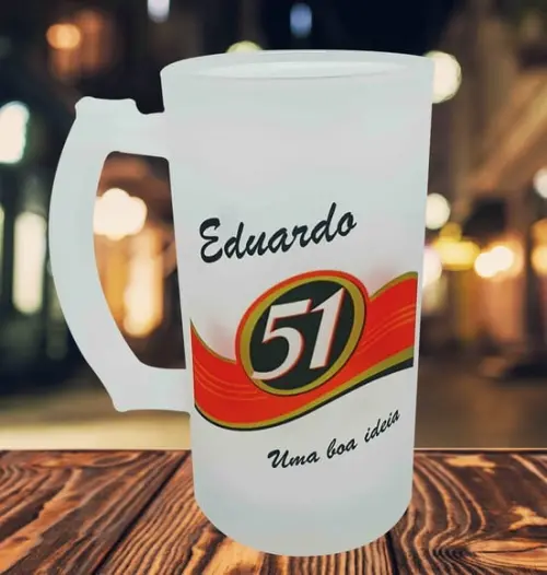 Caneca Vidro Jateado Chopp Cerveja Cachaça 51