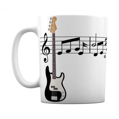 Caneca Instrumento Musical Baixo Contra Baixo Notas Musicais