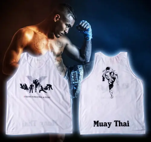 Regata Branca Poliéster Personalizado Muay Thai