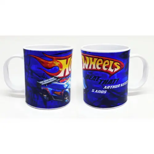 Caneca Plástico Polímero Personalizada Hot Wheels