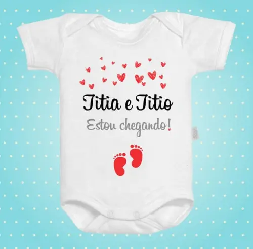 Body Baby Titia e Titio Estou Chegando Corações Amor