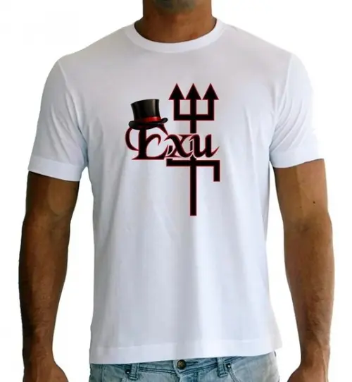 Camiseta Branca Personalizada Exu de Umbanda