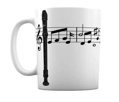 Caneca Instrumento Musical Flauta Doce Notas Musicais