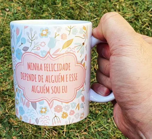 Caneca Branca Personalizada com Mensagem Motivacional