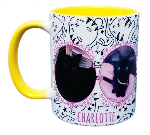 Caneca Amarela Personalizado de Gatos Felinos Puppy