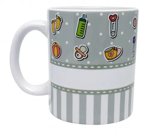 Caneca Branca Cinza Personalizada Estou Grávida Vovô e Vovó