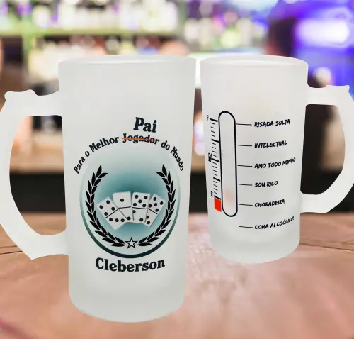 Caneca de Vidro Jateado de Chopp Personalizado - Pai e Sogro