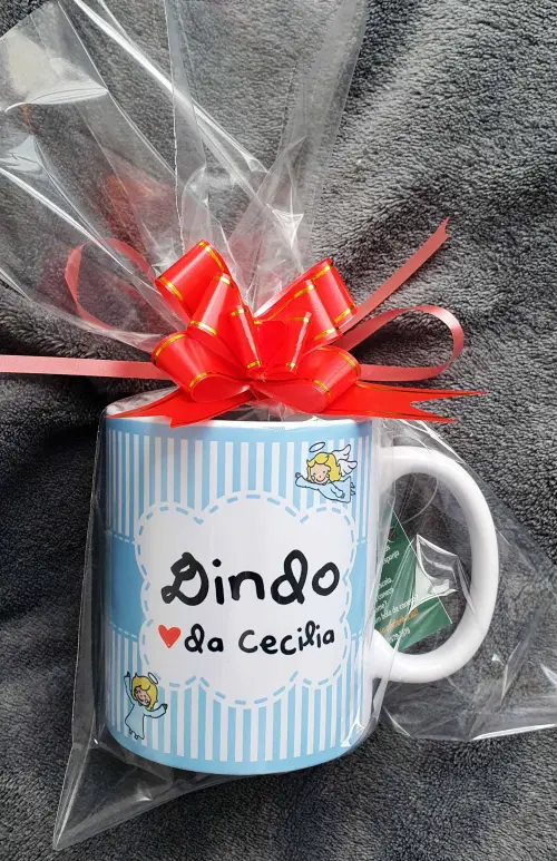 Caneca Branca Padrinhos e Madrinhas - Dinda e Dindo