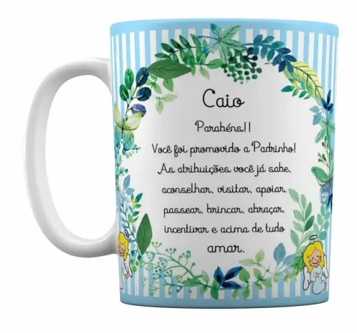 Caneca Branca Padrinhos e Madrinhas - Dinda e Dindo