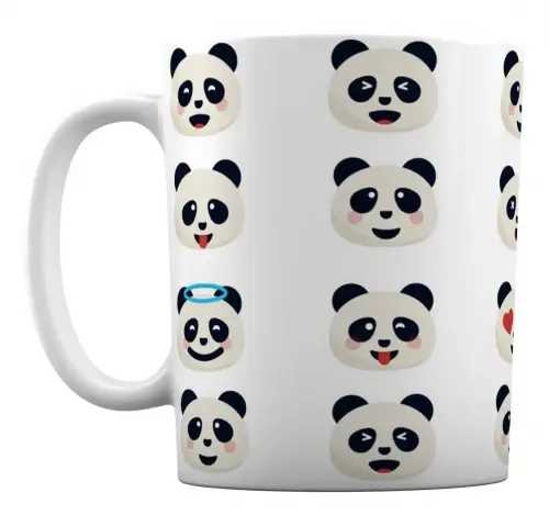 Caneca Branca Personalizado Emoji Panda