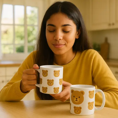Caneca Branca Personalizado Emoji Urso