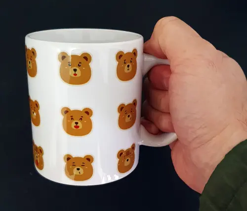 Caneca Branca Personalizado Emoji Urso