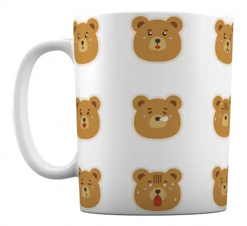 Caneca Branca Personalizado Emoji Urso