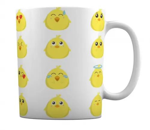 Caneca Branca Personalizada Lembrancinha Emoji Pintinho