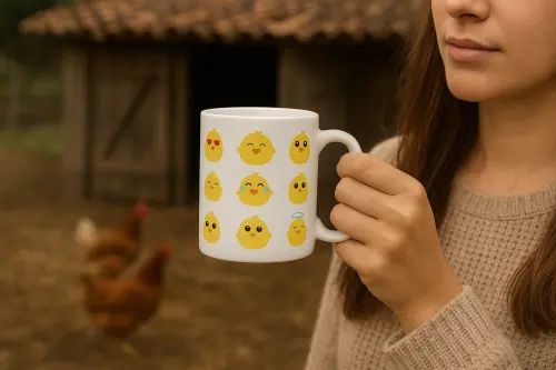 Caneca Branca Personalizada Lembrancinha Emoji Pintinho