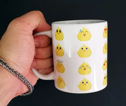 Caneca Branca Personalizada Lembrancinha Emoji Pintinho